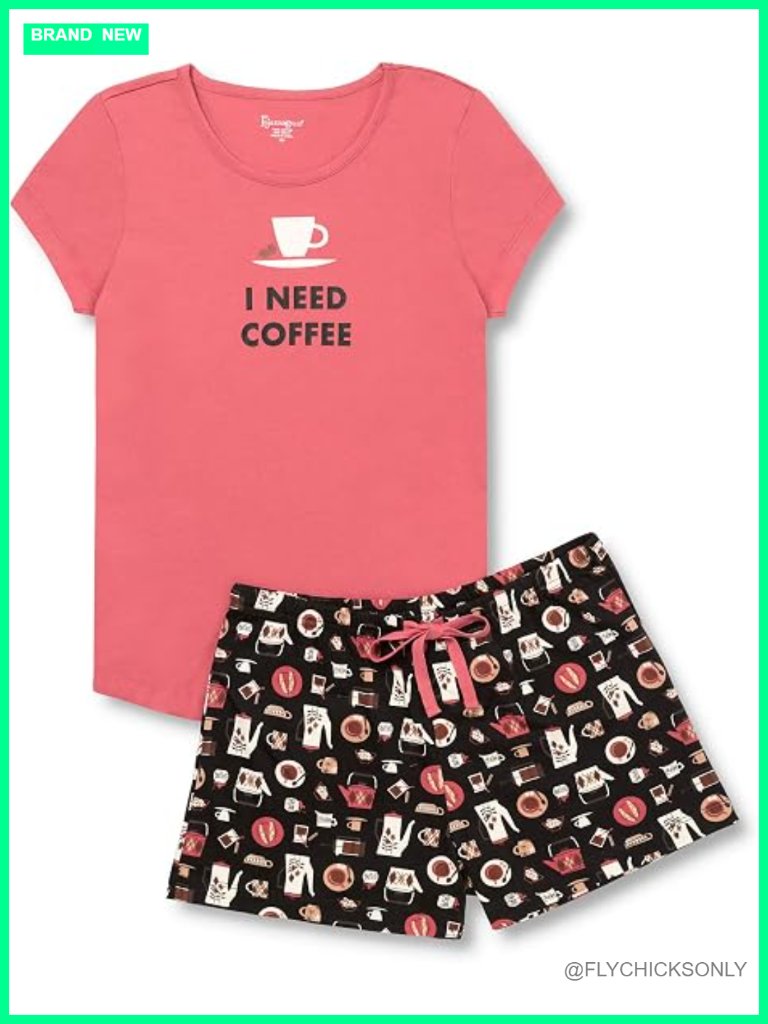 Cotton Women's Pajama Shorts Set - Graphic Tee & Shorts